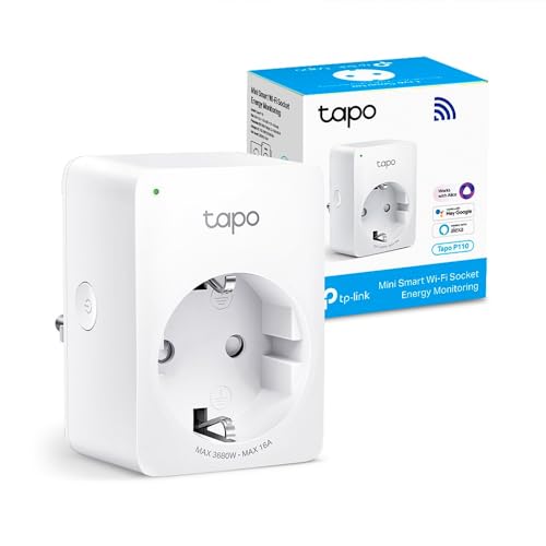 TP-Link Tapo P110 - Mini Enchufe Inteligente Wi-Fi (con Monitoreo Energético) ,Programar el Encendido/Apagado, Ahorro Energía, Compatible con Alexa y Google Home
