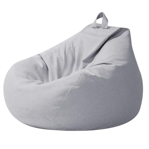 Highdi Puff Salon Infantil 70 x 80 CM Sin Relleno, Niños Puff Gamer - Algodón y Lino, Duradero y cómodo, Gris Bean Bag Chair para Salón, Dormitorio y Sala de Juegos