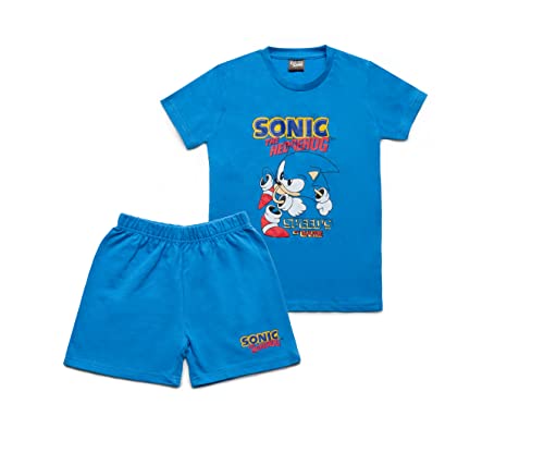 Sonic The Hedgehog Camiseta y Pantalones Cortos, Conjunto de 2 Piezas de Verano para Niños y Adolescentes, Algodón, Regalo para Niños! Talla 9-10 Años