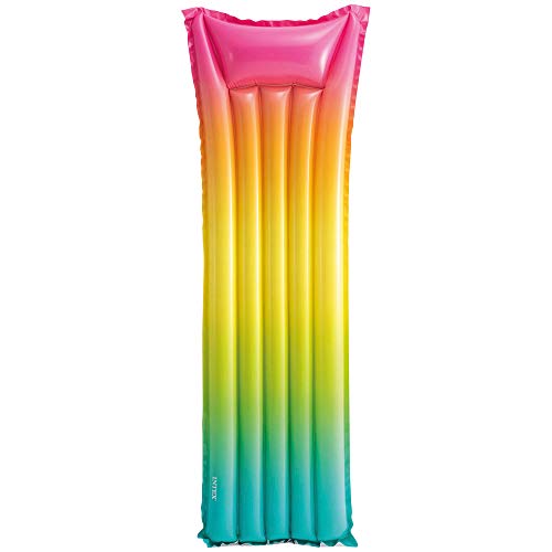 Intex 58721EU - Colchoneta hinchable INTEX, colchoneta arcoíris, 53x170x15 cm, colchoneta para la playa, colchoneta inflable multicolor, tumbona hinchable