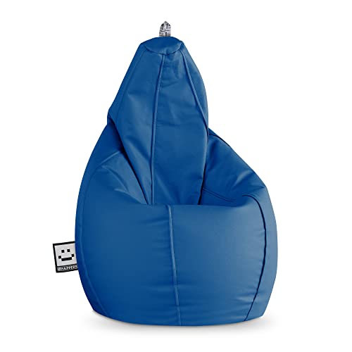 HAPPERS Puff Salón Pera Polipiel Interior Azul XL