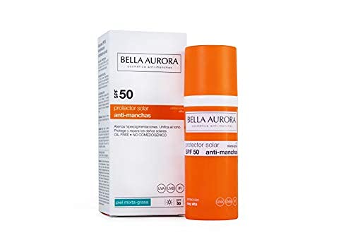 Bella Aurora Protector Solar 50 Facial Anti-Manchas Piel Mixta Grasa, 50 ml | Crema Protección del Sol Cara | Bloqueador Solar