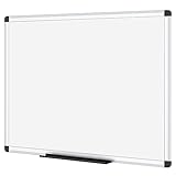 VIZ-PRO Pizarra blanca magnética con marco de aluminio y bandeja para rotuladores, 120 x 60 cm, ideal para oficina, escuela y hogar