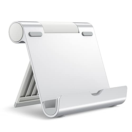 JETech Soporte Tablet, Ajustable Multiángulo Soporte de Escritorio, Plegable Mesa Dock para iPad/iPad Pro/Air/Mini, Galaxy Tab A8/A7 Lite/A7/S8/S7, Tab/Phones(4-13'), Plata