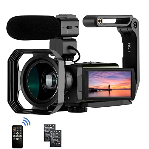 Videocámara 4K ORDRO AX65 Camcorder 1080p 60fps Videocámara Profesional Livestream con Zoom óptico de 12x con micrófono, Lente Gran Angular, Soporte de Mano