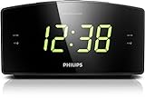 Philips AJ3400 - Radio reloj despertador con gran pantalla LED (radio FM, alarma dual y repetición) negro