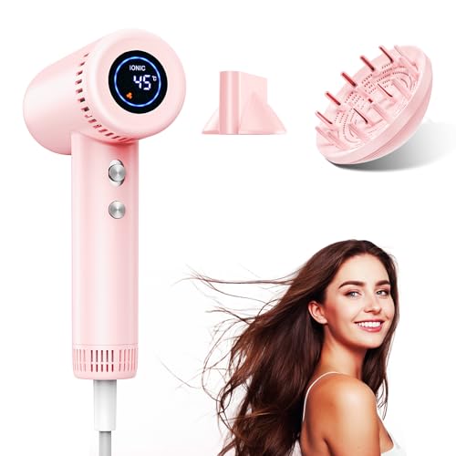Haokoo Secador Pelo Profesional Ionico - Secado Rápido en 1 Minuto, 9 Temperaturas, 160000 RPM Secador de Alta Velocidad con Difusor, 500 Millones de Iones, Autolimpieza, para Casa, Viaje, Salón