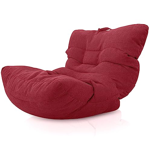 Aiire Puff Salon de Lujo XXL - Sofa Puf Gigante Moderno de Diseño - Modelos de Bean Bag Chair Grandes con Relleno Incluido para Adultos o Decoracion Habitacion Juvenil Rojo