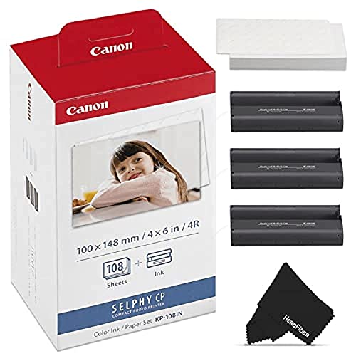 Canon 3115B001(AA) - Papel fotográfico y cartucho de tinta original (108 hojas, 4x6'), Multicolor, 1 Pack