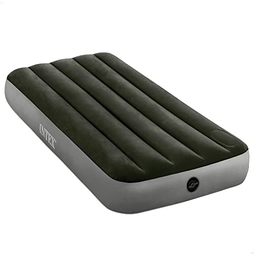 INTEX 64760 - Colchón hinchable 1 plaza con bomba de pie Fiber-Tech Downy, medidas 76 x 191 x 25 cm