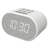i-box Radio Despertador con Cargador USB y Radio FM, Reloj Despertador Digital ,Pantalla con Iluminación Regulable en 5 Pasos, Alimentación de Red con Batería de Refuerzo (Blanco)