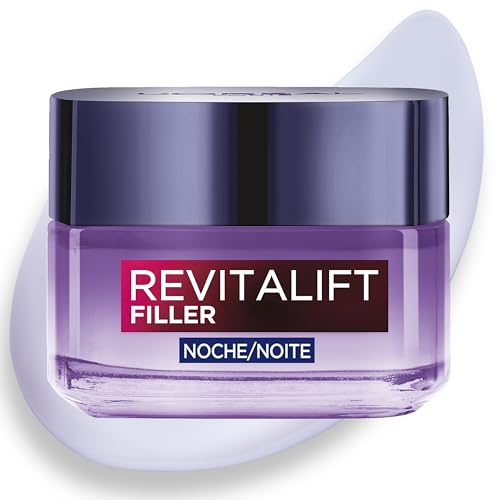 L'Oréal Paris Revitalift Filler Crema de Noche Hidratante y Antiarrugas con Ácido Hialurónico. Piel perfectamente hidratada y más fresca al despertar. Inspirada en Cosmética Coreana, 50 ml.