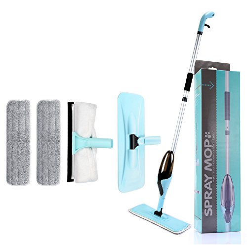 Merisny Set de fregona con vaporizador 2 en 1 con limpieza de ventana, frasco de 500 ml y una cabeza de 360 grados,Para limpieza de la madera dura,el laminado, la madera, el vinilo aplicado en seco y en húmedo y las baldosas del suelo y las ventanas.