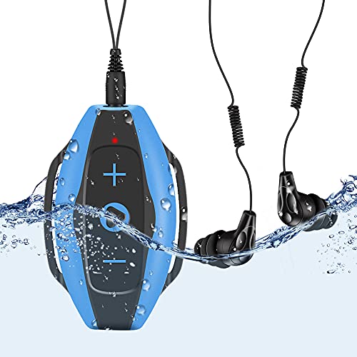 Mp3 Acuatico 8GB, AGPTEK S05 Waterproof Clip Reproductor de MP3 con Auriculares Impermeable IPX8 para Natar y otros deportes, Color Azul