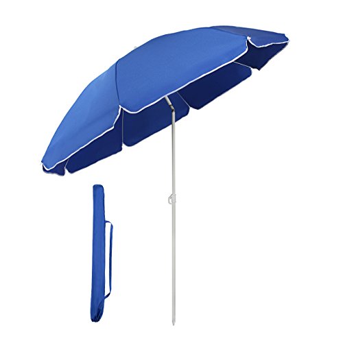 Sekey® Sombrilla Ø 160 cm Parasol para terraza jardín Playa balcón Piscina Patio, Color Azul, Protector Solar UV20+