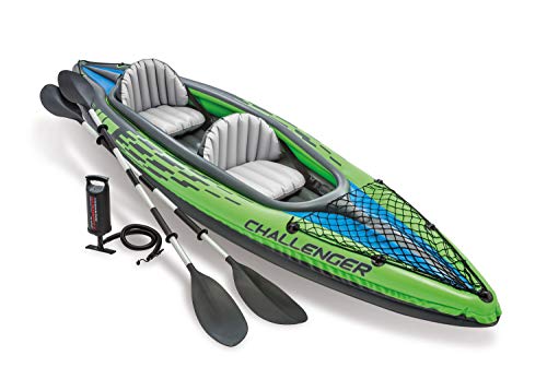 Intex 68306NP - Kayak hinchable Challenger K2 con 2 remos, 351 x 76 x 38 cm, Color Verde
