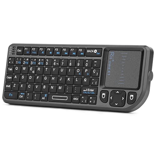 Rii X1 Mini Teclado inalÃ¡mbrico 2.4GHz con ratÃ³n tÃ¡ctil, Control Remoto.Mini Wireless Keyboard - Compatible con Smart TV, Mini PC Android, Playstation, Xbox, HTPC, PC, Raspberry Pi (Layout espaÃ±ol)