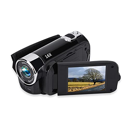 Cámara Digital DV, videocámara de grabación de Video con Zoom Digital 16MP 1080P FHD 16X con rotación de 270 Grados Pantalla de 2.7 Pulgadas para Toma de fotografías(Black)