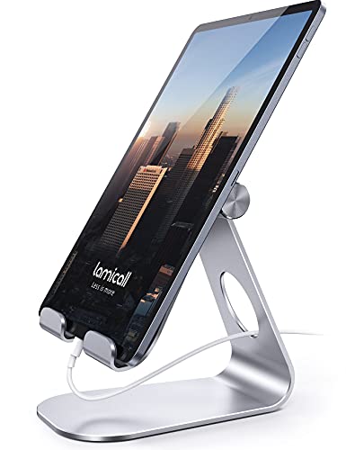 Soporte Tablet, Lamicall Multiángulo Soporte Tablet - Soporte Ajustable para Tablets para 2022 iPad Pro 12.9, 11, 10.5, 9.7, iPad mini 2 3 4, iPad Air 2 3 4, Samsung Tab, iPhone, Otras Tablets - Plata
