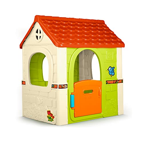 Feber - Fantasy House, Casita Infantil de Juegos con Puerta Abatible, Jugar al Aire Libre o en Casa, Resistente y de Fácil Montaje, para Niños de 2 a 6 años, Famosa (800010237), Versión previa
