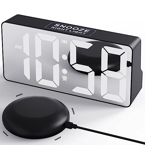 Despertador Vibracion para Sordos | Adulto, 7' Reloj Despertador Digital con Luz | 0-100% Volumen/Brillo Regulable | Alarma Doble | 12/24H/DST | Despertador Ruidoso para Dormitorios