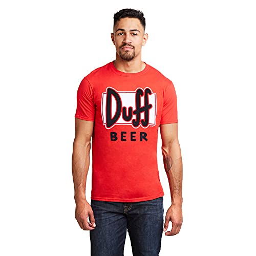The Simpsons Cerveza Duff Camiseta, Rosso, S para Hombre