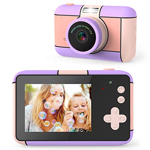 joylink Cámara para Niños, 2,4 Inch Pantalla Cámara de Fotos para Niños Cámara Selfie de 16MP 1080P HD Video Cámara Digital para Niños con Tarjeta TF de 32GB (Violeta)