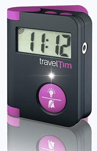 Despertador compacto de viaje con 3 tipos de alarma combinables, 85 dB, vibración potente, luz LED de alto brillo, función Snooze, retruiluminación, programación sencilla