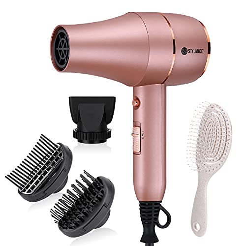 Profesional lonic Dry Secador de pelo con Tecnología Aeroprecis,3 velocidades 1 botón Frío 2000W, Potente Motor de AC,Secadores de Pelo para Mujeres y Hombres (Oro Rosa)