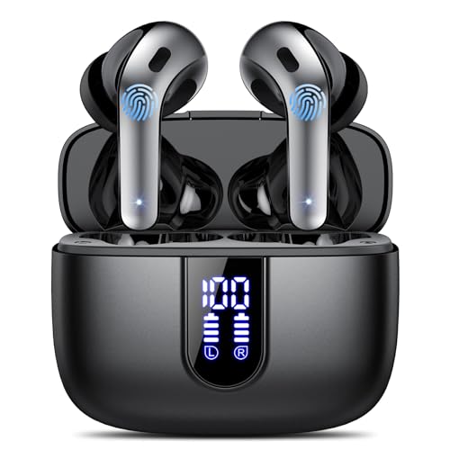 Auriculares Inalámbricos Bluetooth, Auriculares Bluetooth 5.3, 4 Mic con Reducción de Ruido ENC, 50H con Graves, Cascos Inalambricos Bluetooth IP7 Impermeable, Carga Rápida USB-C, Ajuste Cómodo