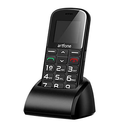 Artfone CS182 Teléfono Móvil para Personas Mayores Teclas Grandes con Botón SOS Cámara Fácil de Usar para Ancianos, Negro