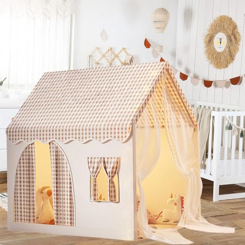 Tienda de Campaña Infantil, Tienda de Campaña de Princesa, Infantil Tela de Juegos, Tienda de Princesa Castillo, Casa de Juegos para Interiores y Exteriores, Tienda para Niños Niñas 3 a 13 años (A)