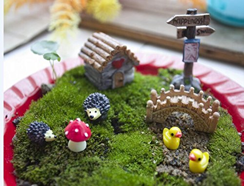 Figuras en miniatura Ginsco para jardín o casa de muñecas, estilo casa de campo, kit de bricolaje, ideal para regalo navideño, 8 unidades