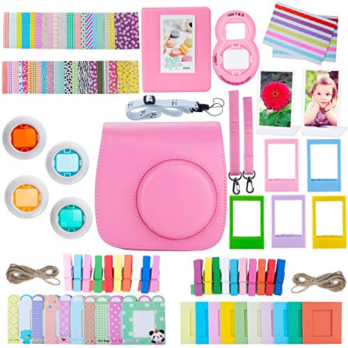 ZWOOS 13 en 1 Cámara Bundles, Accesorios para Fujifilm Instax Mini 8/ Mini 9(Flamingo Pink)