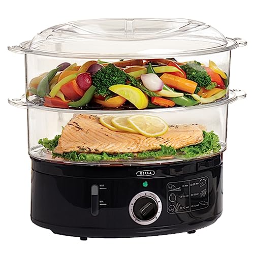 BELLA Two Tier Food Steamer, Healthy, Fast Simultaneous Cooking, Stackable