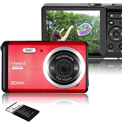 Vmotal GDC80X2 Mini cámara Digital compacta 20 MP FHD 2,8' TFT LCD para niños/Principiantes/Ancianos (Rojo & Negro)