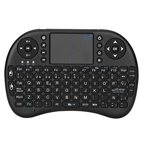 Rii Mini i8 - Teclado ergonómico con touchpad (RF 2.4 GHz, USB), color negro