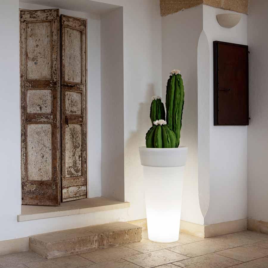 Macetero Luminoso Redondo Italy Maceta 70 cm con Luz LED RGB, Cable o batería (Cable Color Luz RGB)