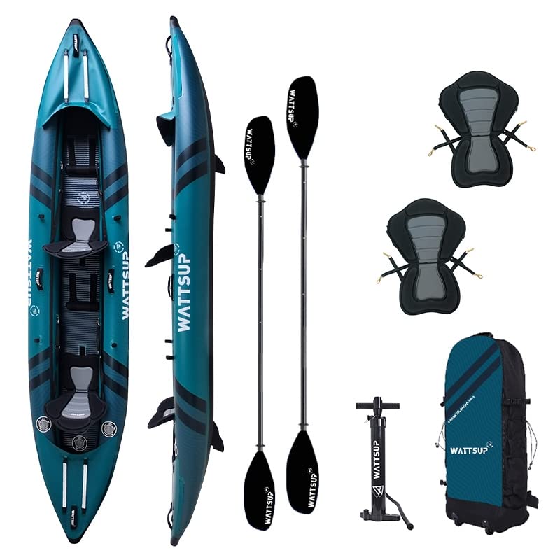 Kayak Inflable Wattsup COD 2 plazas – 410 x 85 cm (13'4' x 33') – PVC Laminado + Dropstitch – Pack Completo – MAX 220 kg
