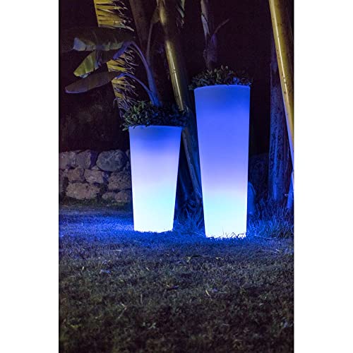 Maceteros Iluminados para Exteriores - Macetero Ficus 80 Light LED RGB Solar + Batería Recargable (30X30X80)