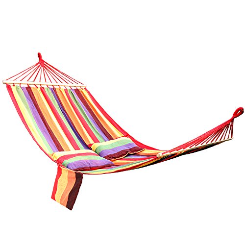 SONGMICS Hamaca con travesaño Tela de Polialgodón 210 x 150 cm Carga de 300 kg GDC22W