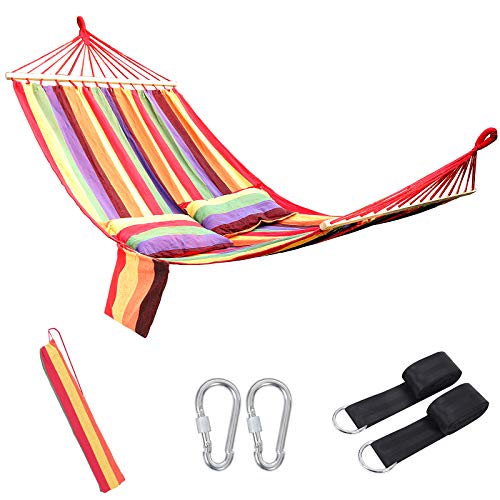 SONGMICS Hamaca con Barras Almohadillas Accesorios de Fijación 210 x 150 cm Carga MAX.de 300kg GDC22P