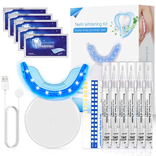 Blanqueador Dental, Nivlan Kit de Blanqueamiento Dental Profesional, con 16 Luces LED, Gel Blanqueador de Dientes Para Manchas de Humo y Dientes Amarillos, Carga USB Magnética