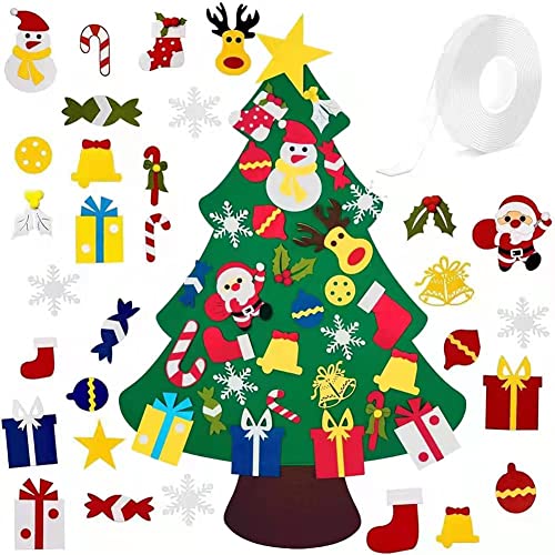 Ptsaying El árbol de Navidad de Fieltro de los 3.3FT DIY Ornamentos 30pc Regalos Colgantes de Navidad de la Pared para Las Decoraciones de la Navidad