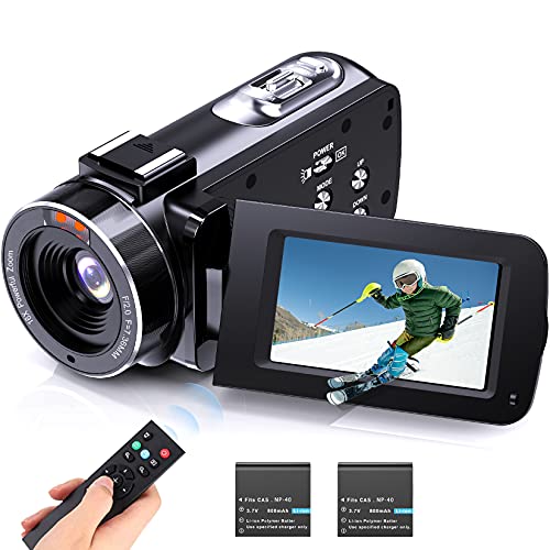 FawBrow Videocámara Cámara de Video Full HD 1080p 36MP videocamara con Zoom Digital 16X Función de Pausa con LCD de 3.0 ”y Pantalla de rotación de 270° Cámara de Video grabadora con Control Remoto