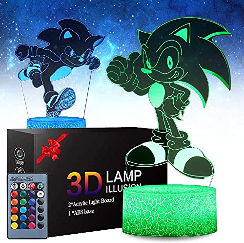 Sonic 2 Juguete De Luz Nocturna De Anime 3d, 2 Modelos 16 Colores Que Cambian Con Control Remoto Táctil, Regalos De Cumpleaños Para Niños y Niñas