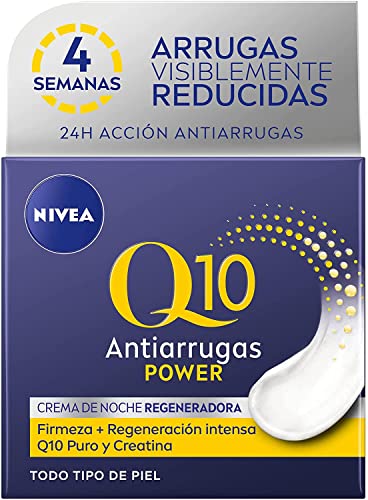 NIVEA Q10 Power Antiarrugas Cuidado de Noche (1 x 50 ml), crema antiarrugas hidratante, crema de noche para reducir las arrugas, crema reafirmante facial