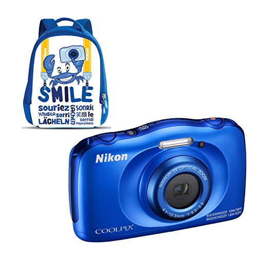 Nikon Coolpix W100 - Cámara digital compacta de 13.2 MP (pantalla LCD de 2.7', CMOS, Snapbridge, VR, objetivo Nikkor, USB, vídeo Full HD, WiFi) Azul