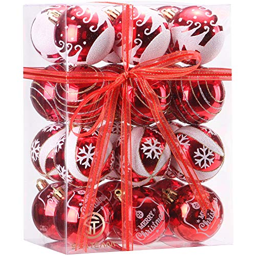 Sea Team 24 pcs Regalo de Adorno de Bola Navidades Inastillables en Festivos, Reutilizables, Paquete de Regalar portátil para Decorar el Arbol de Navidad