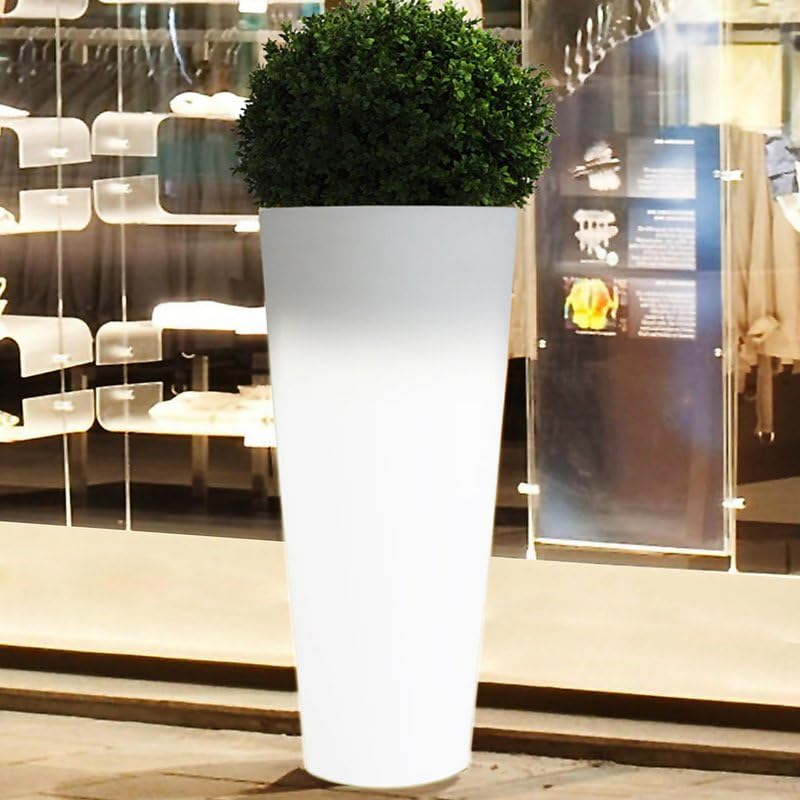 Macetero Luminoso Florence 90x45 cm Maceta cm con Luz LED RGB, Cable o batería (Cable Color Luz Blanca)